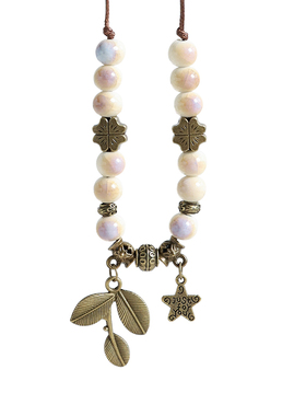 民族风陶瓷项链新中式瓷珠毛衣链女长款文艺复古吊坠锁骨链设计感