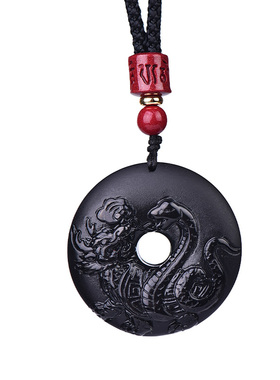 天然黑曜石玄武吊坠刻字五行缺水补水男女士水泽节钥匙扣挂件项链