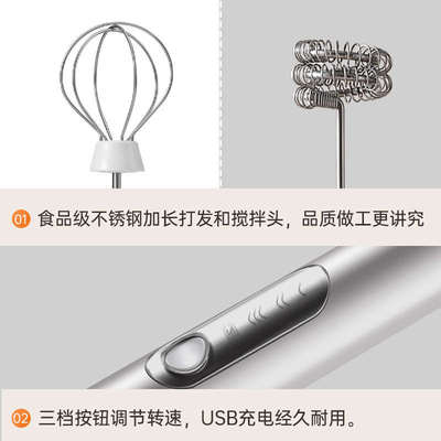 咖啡打泡器家用电动打奶泡器迷你充电小型手持牛奶盖搅拌棒打发器