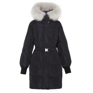 朗姿欧洲EiLEEN ELITEE白鹅绒中长款连帽羽绒服冬季收腰修身外套