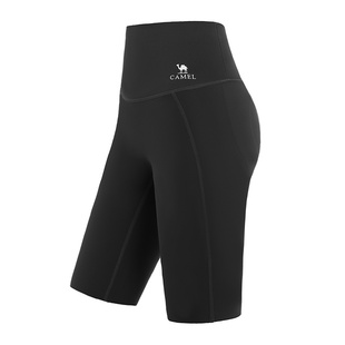 骆驼瑜伽短裤女款春季防晒透气短款健身裤时尚针织紧身运动五分裤