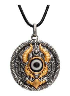 觉行藏式纯银天珠吊坠大鹏项链男