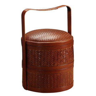 纯手工竹编双层多层复古食盒月饼篮手提篮茶具收纳盒婚庆礼盒篮子