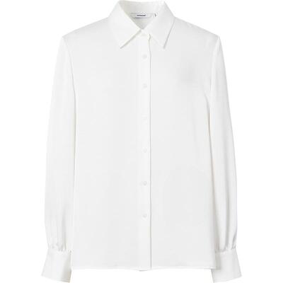 红袖outlets2025春季新款女装光泽感H型单排扣翻领衬衫