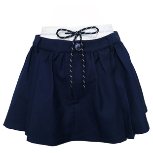 【现货】易碎商店·藏青色双腰头绑带半身裙高腰百搭蓬蓬伞裙短裙