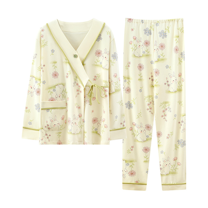 带胸垫夏季月子服产后纯棉全棉吸汗孕妇哺乳期产妇睡衣春夏家居服