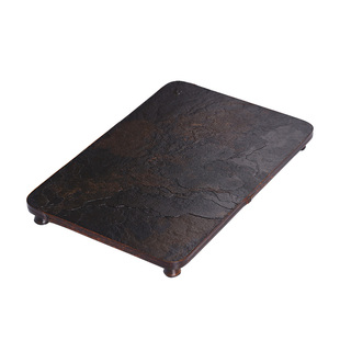 大漆崖石茶盘壶承手工榫卯高端茶具托盘底座紫竹杯垫茶室干泡茶台