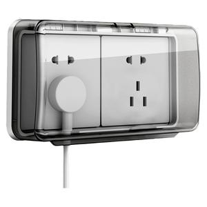 86型防水盒粘贴免打孔浴室电源防溅盒双联二位开关插座面板保护罩