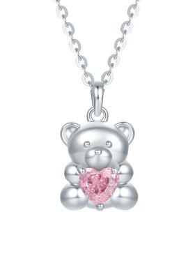 周六福甜心小熊项链女S925银链坠轻奢小众送女友节日礼物