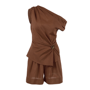 Fashion Suits欧美女士套装单肩不对称时尚上衣休闲短裤度假