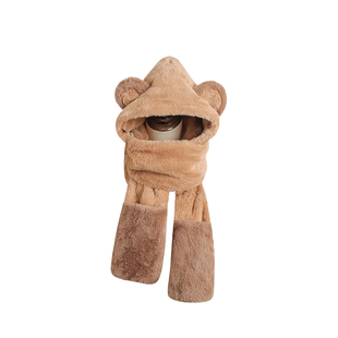 帽子女款2025新款围巾手套一体围脖保暖三件套骑车防风防寒护耳