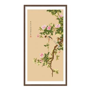 春天十字绣2024竖版玄关清代沈铨绶带迎春中国风花鸟图手工自己绣