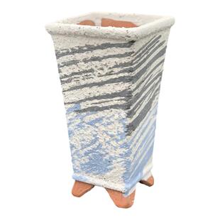 多肉花盆方口带脚粗陶高小老桩盆新款红陶中号简约法师拇指盆包邮