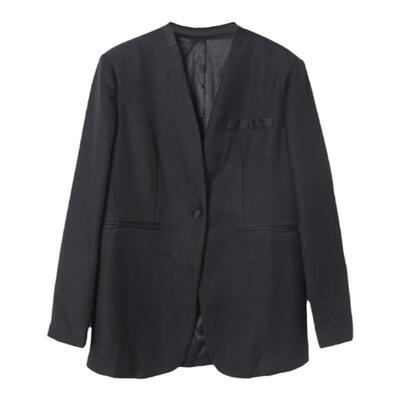 西町村屋休闲无领西装外套女秋新款复古气质中长款外套XX9C10015