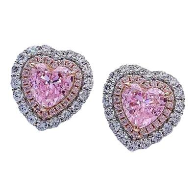 D色莫桑石满钻爱心耳钉