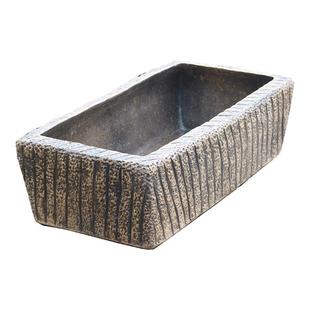 高温烧制手工长方形金鱼缸花盆睡莲荷花乌龟仿石釉流水摆件大马槽