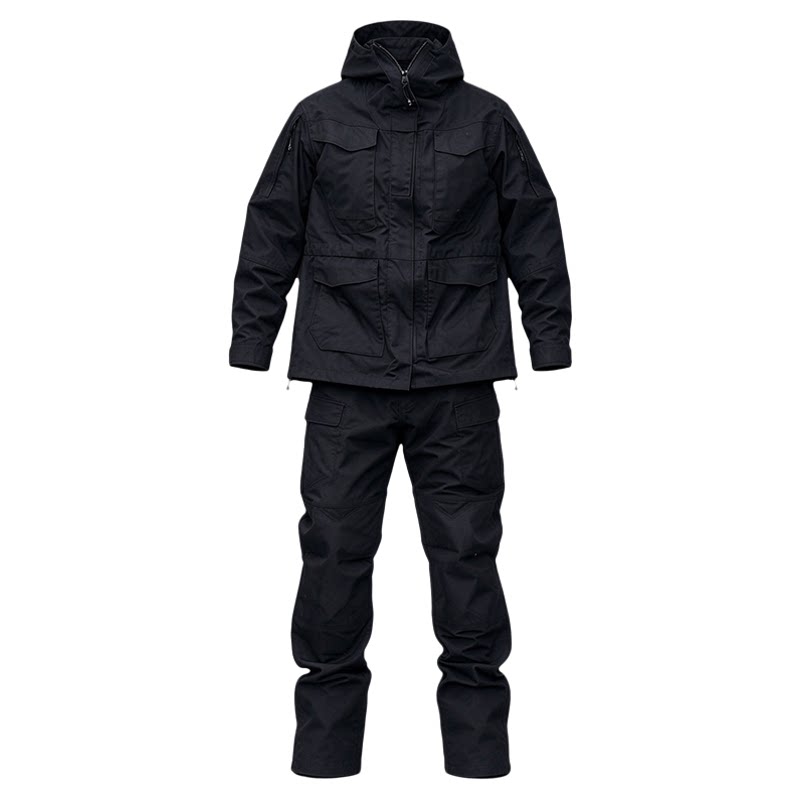 春秋男户外战术迷彩服两件套装登山防水可收腰风衣耐磨工作服束脚