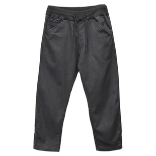 天丝裤春夏新款针织牛仔裤ABLE JEANS男黑色运动裤薄款舒适八分裤