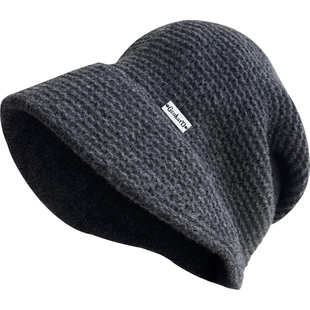 2025日系纯羊毛鸭舌堆堆帽女秋冬保暖护耳针织毛线帽大头围套头帽