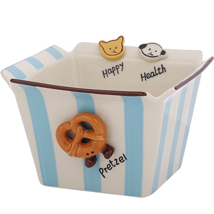 纽扣小狗爆米花碗釉下彩小吃零食陶瓷薯条碗女士专用早餐碗酸奶碗