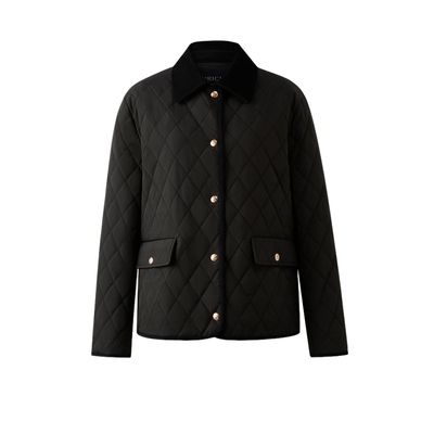 【三防+中空保暖】PRICH时尚灯芯绒拼接领菱格棉服女冬季新款