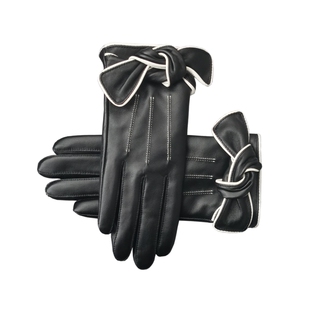 触屏头层羊皮时尚真皮手套女短款骑车开车秋冬加绒保暖修手纯皮潮