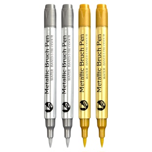 金色秀丽笔美术软头笔烫金签字笔小楷抄经笔练字硬笔书法笔艺术笔自带笔锋钢笔式毛笔勾线笔婚礼喜字婚庆签名