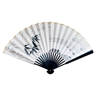 中国风古典沈兰舟汉服cos随身折扇黑檀扇骨9寸手绘男女高档文创礼