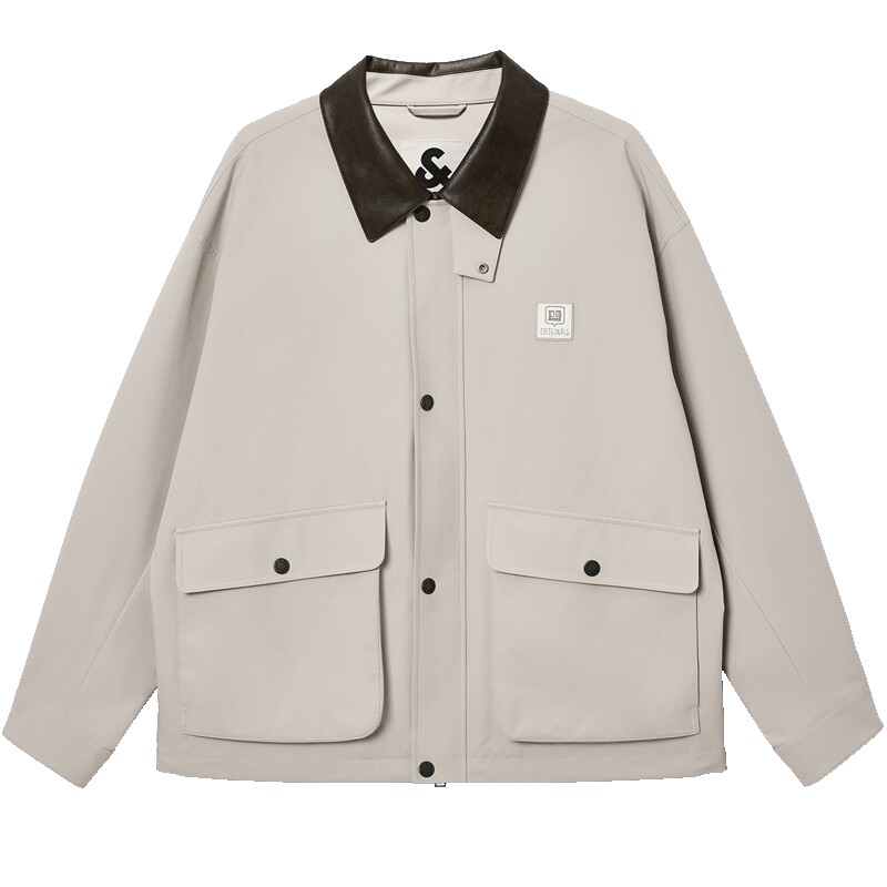 【巴恩风防泼水夹克】杰克琼斯男士外套春季宽松翻领工装上衣男装