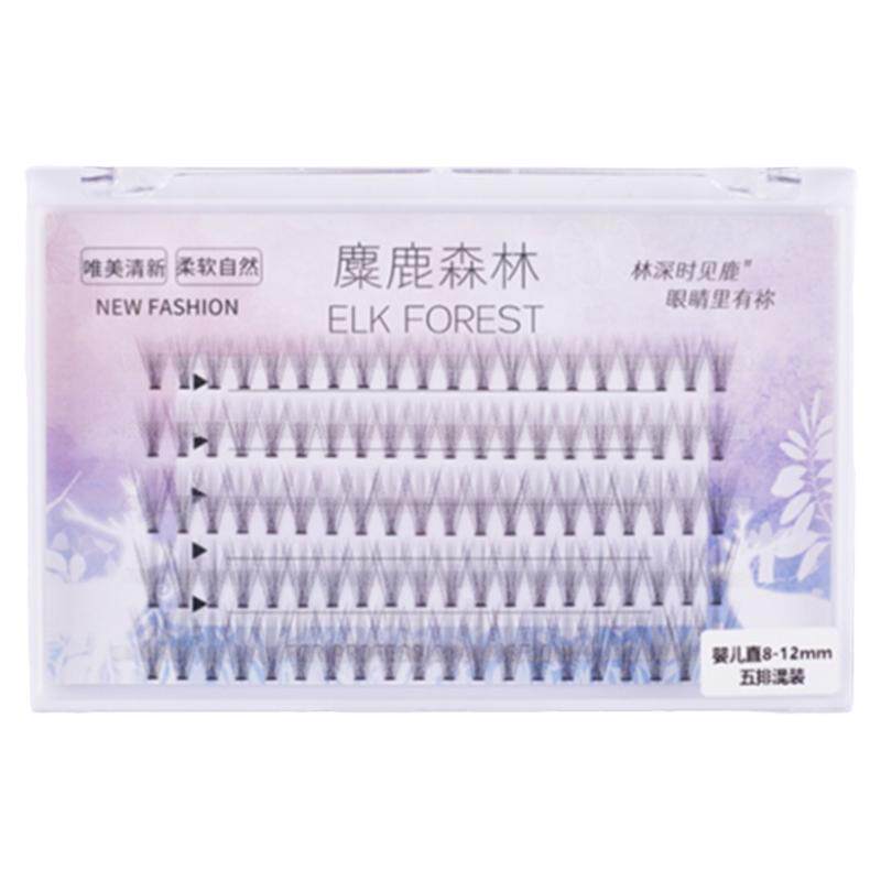 网红日系多尺寸混装婴儿直假睫毛女单簇超软仿真自然男女皆可自粘
