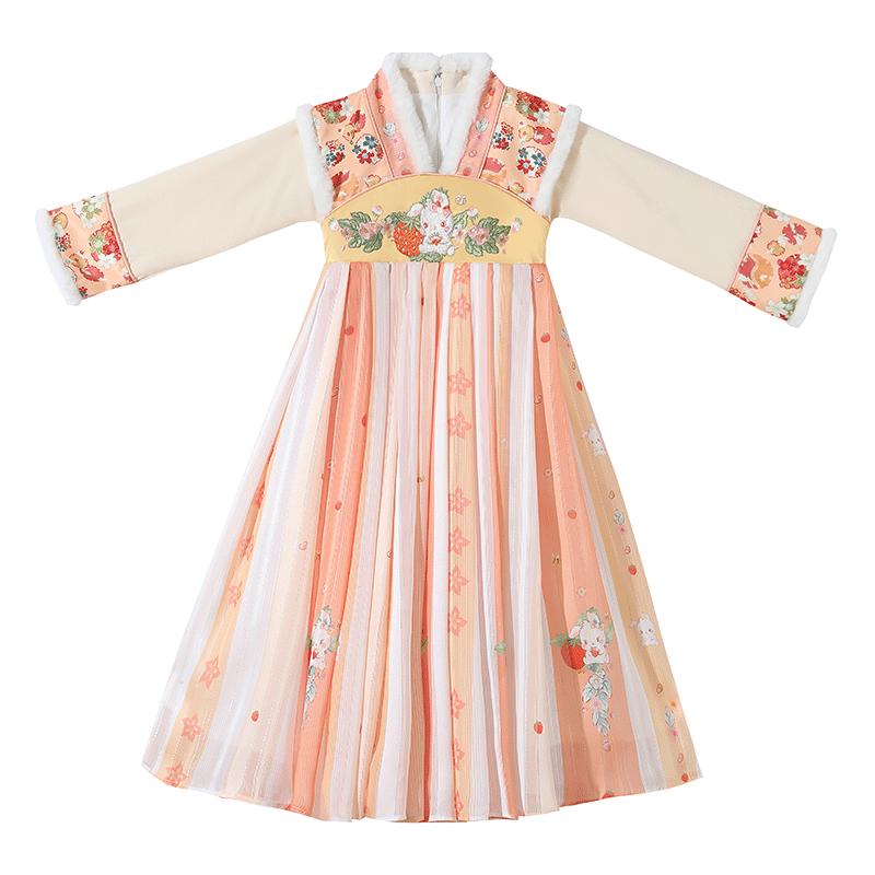 汉服秋冬女童过年拜年服国风冬季2026新款儿童唐装连衣裙冬款加绒