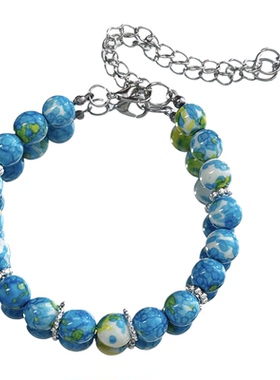 【蓝海碎浪】MIES原创油画风蓝绿串珠手链小众艺术手串高级感珠饰