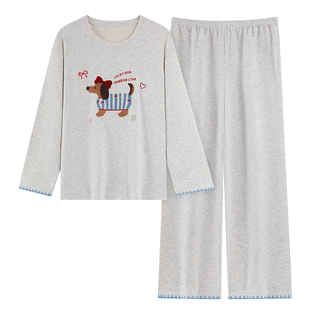 俞兆林睡衣女款秋冬季德绒羊绒厚款长袖卡通风小狗2025家居服套装