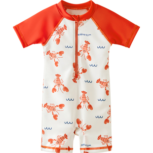 微狮牧尼儿童泳衣男童女童泳装小童宝宝连体游泳衣服婴儿泳衣可爱