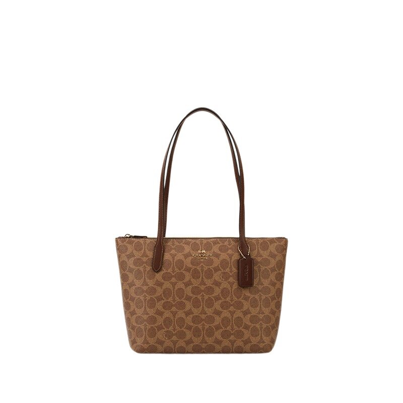 COACH/蔻驰奥莱女士经典标志老花FIONA 24号托特包单肩包休闲通勤