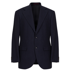 AC美丽诺纯羊毛法兰绒布雷泽半麻衬西服套装男正装藏蓝色单西外套