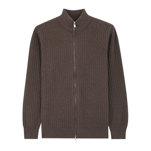 Mind Bridge【绵羊毛】2026年春纯色针织外套男士半高领毛衣开衫