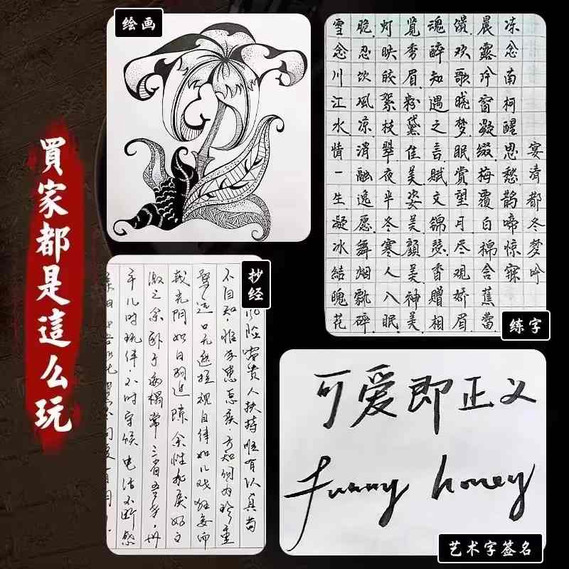 秀丽笔软笔书法练字可签名墨笔小楷加签字笔毛笔