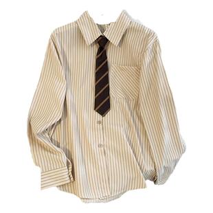 加绒衬衫女保暖秋冬季学院风复古港风条纹jk制服上衣内搭2025新款