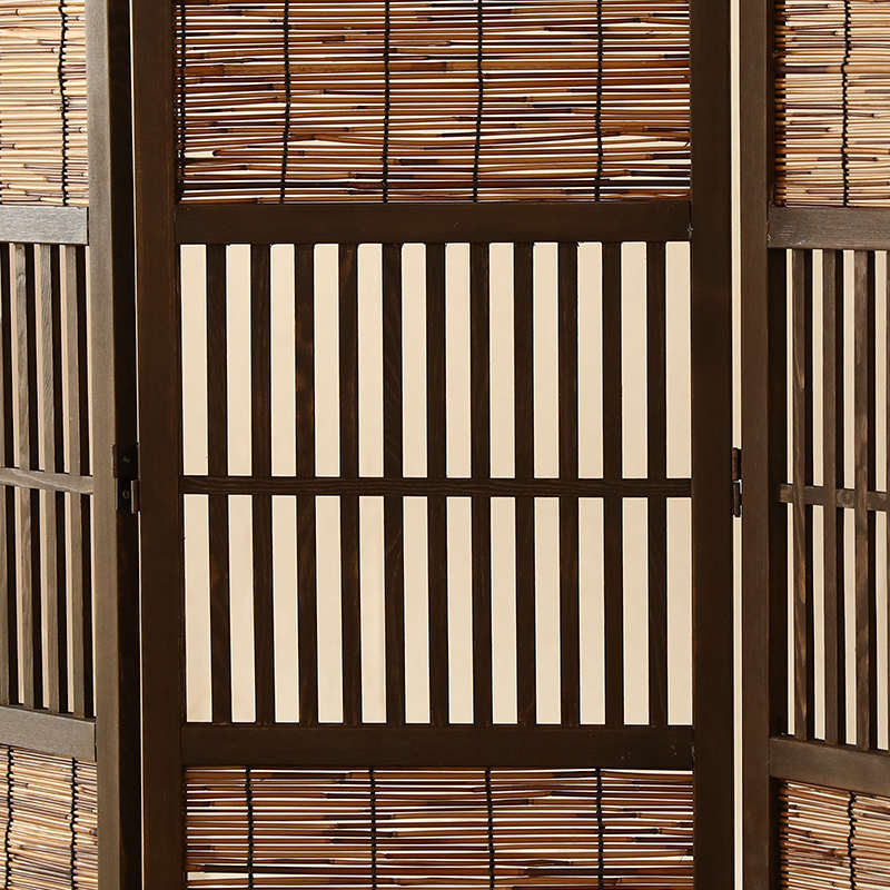 新中式芦苇实木屏风隔断玄关客厅小户型茶室复古折屏简约茶室围挡