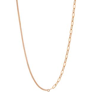 PROMESSA周生生18K玫瑰金十字拉索项链k金素链珠宝饰品94223N