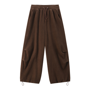 江南先生NewJNXS高克重摇粒绒宽松休闲长裤高腰抽绳直筒束脚卫裤