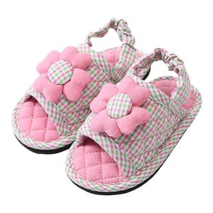 纯棉布艺软底学步儿童1-2-3岁软底室内防滑无声静音家居室内拖鞋