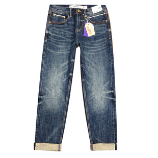 赤耳丹宁秋季牛仔裤男款九分裤美式高端弹力修身小直筒长裤秋冬款