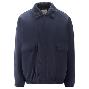 设计师款佐丹奴棉服夹克男装宽松可卸仿羊羔翻领棉衣外套18075831