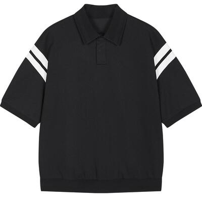 速写男装2025夏拼接短袖polo衫潮