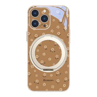 美拉德秋冬棕色花朵适用苹果17promax手机壳新款2025网红爆款iPhone16pro磁吸带支架15plus支点壳14/13玻璃12