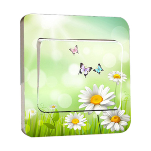 创意清新中式面板插座遮丑装饰简约现代家用自粘开关墙贴贴纸贴画