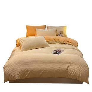 冬天床上牛奶绒四件套双面绒法兰珊瑚绒加厚被套床单冬季加绒三4