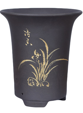紫砂兰花盆简约大气透气养根